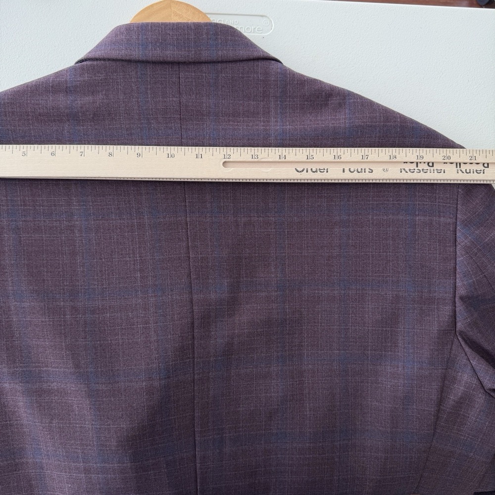 Jos A Bank Blazer Mens 46R Purple Plaid Wool Blend Sport Coat Dinner Jacket - Picture 13 of 13